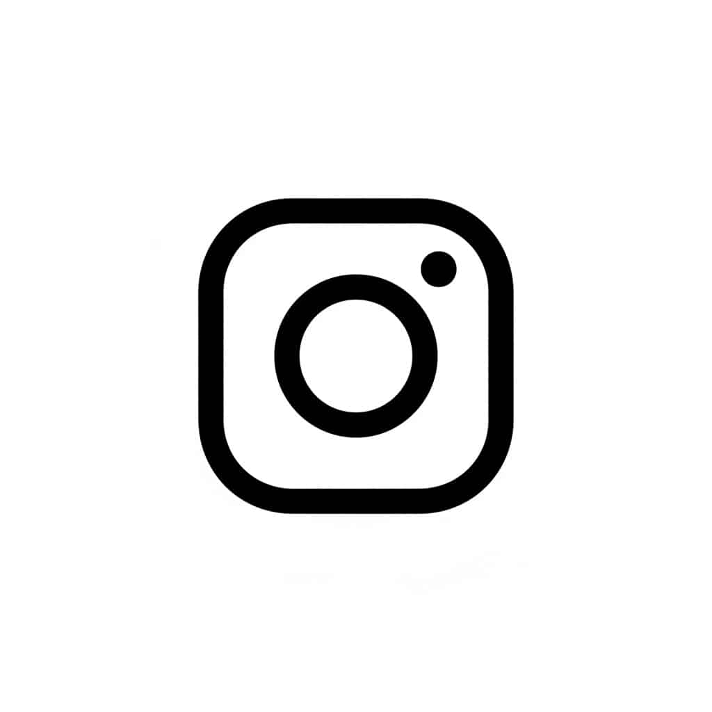En svartvit ikon som föreställer Instagram-logotypen.